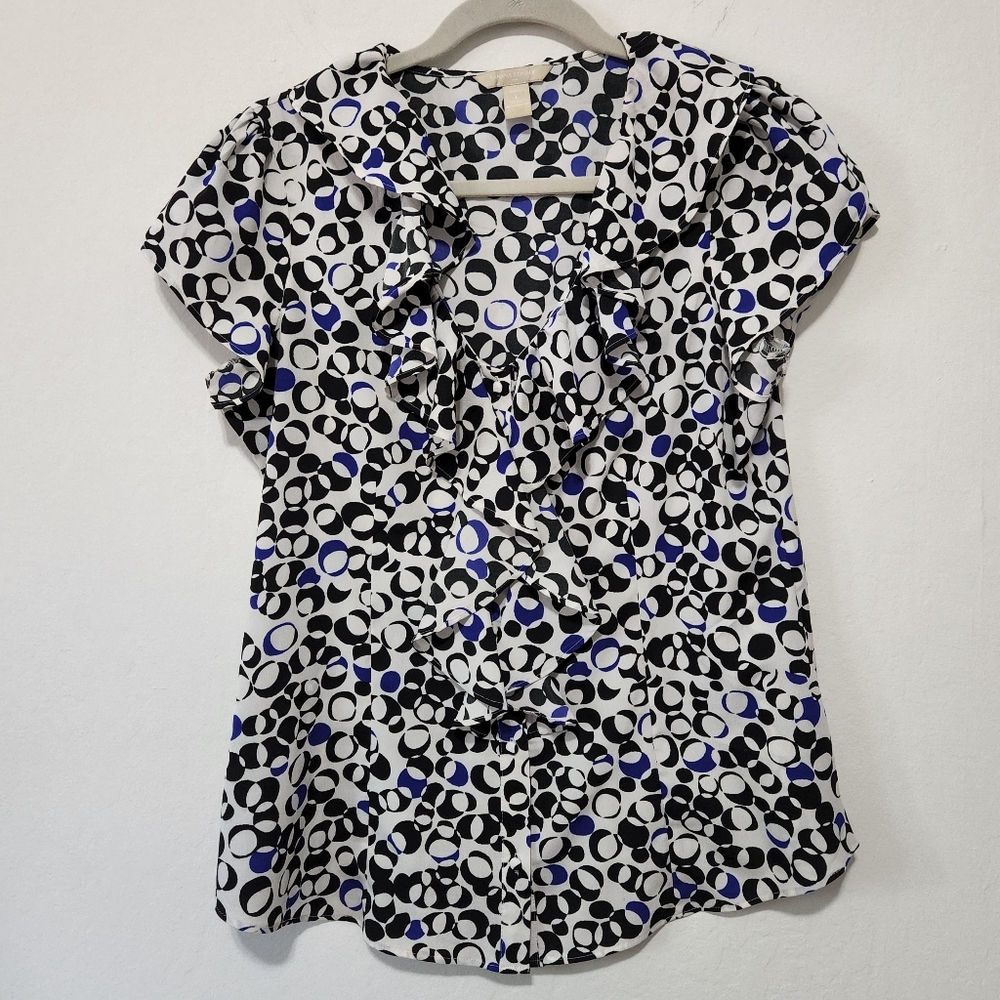 Banana Republic | White Circular Pattern Blouse